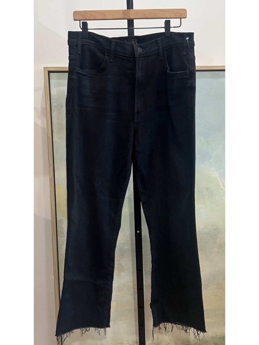 MOTHER Denim The Hustler Ankle Fray Jeans Size 33 Encounters at Night Black - Picture 5 of 7